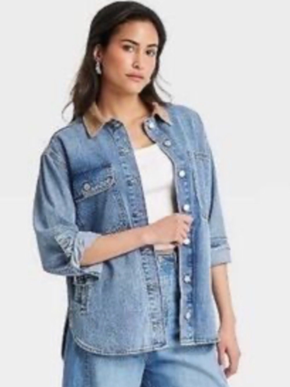 Universal Thread Corduroy Collar Denim Shacket Jacket